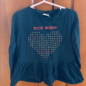 Zara Long Sleeve Top with Pink Heart Word-Graphic